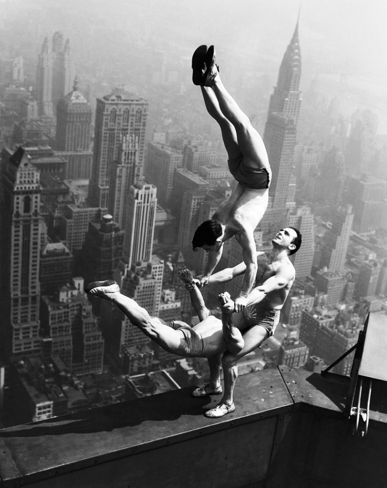 Acrobats on ledge