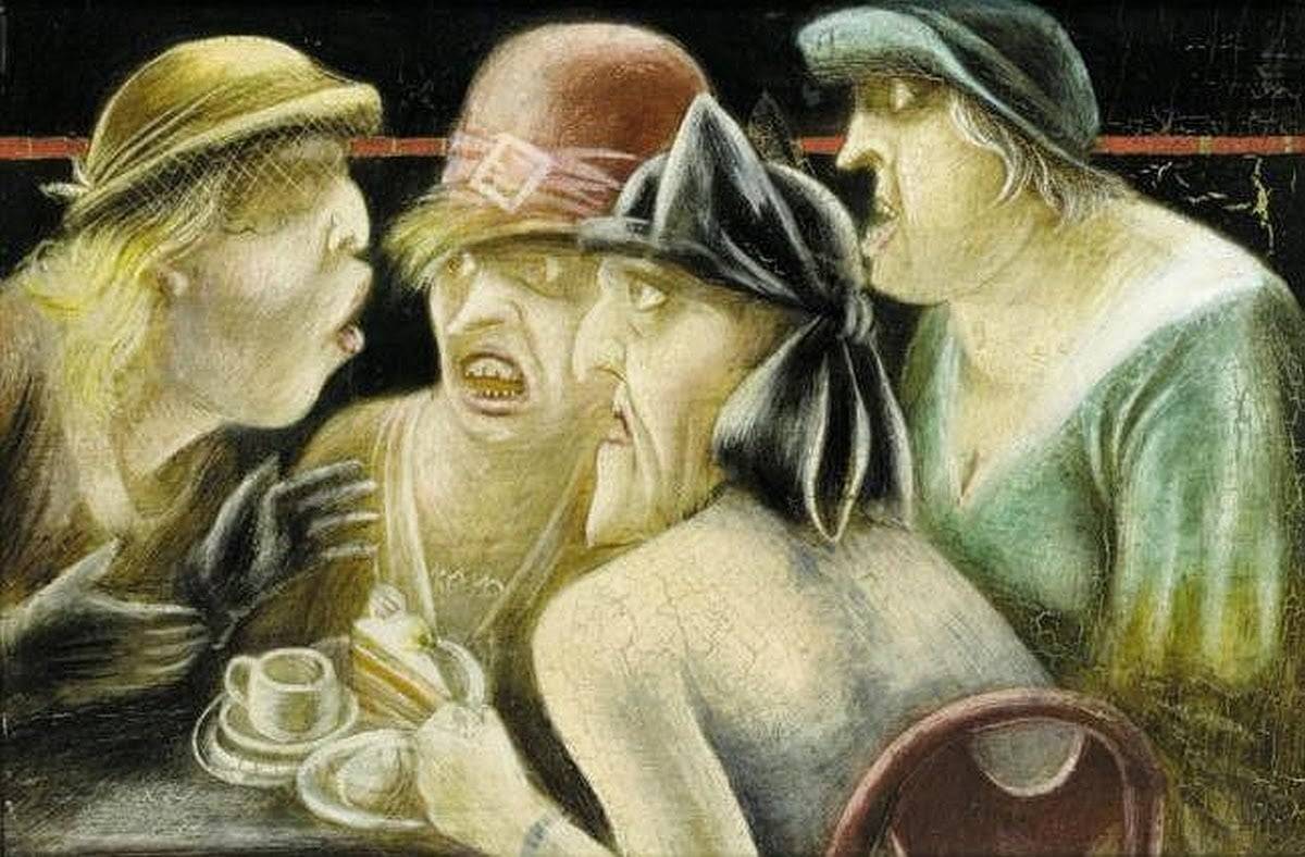 Afternoon Tea (1933) ~ A Painting by Karl Hubbuch (1891-1979)