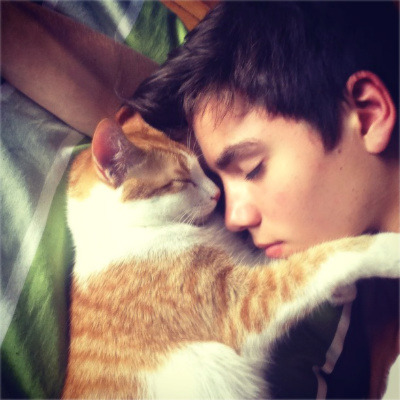 Boy and Cat