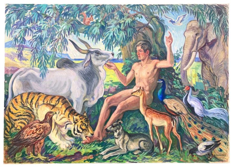 Adam in Eden (1943) by Wilfred Peter Glud (Danish)