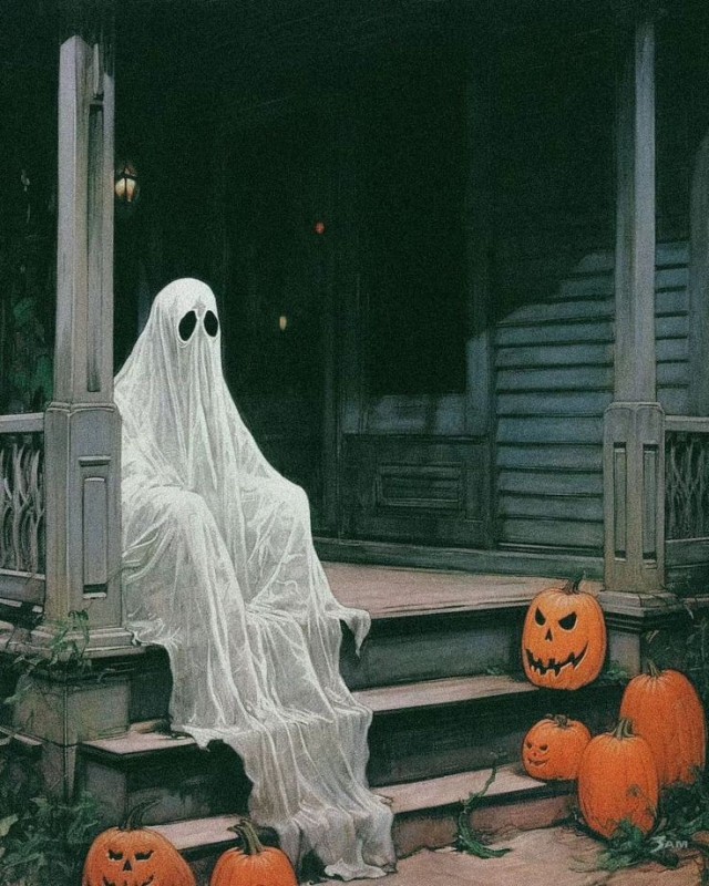 This ghost sits on my front porch.